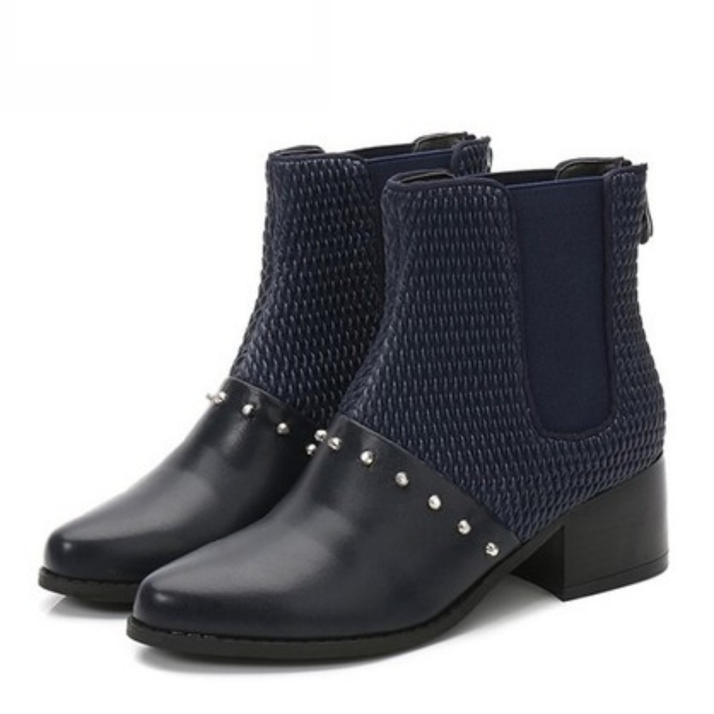 MJ Women's Stylish Navy Booties 108-6-navy